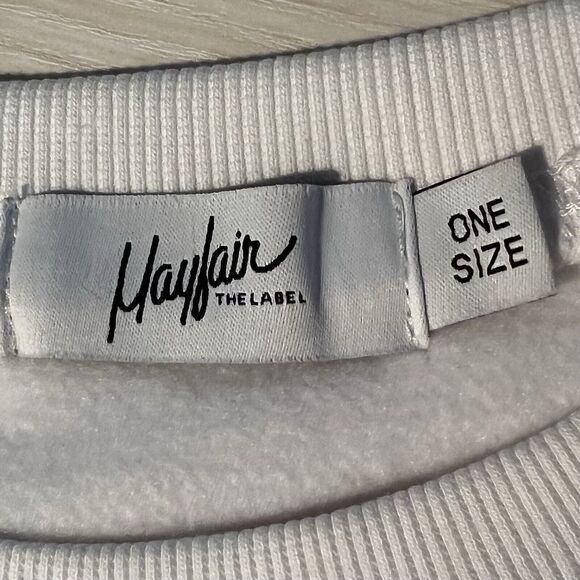 Mayfair Womens OS Plain White Crewneck Sweatshirt New Flawed - Picture 4 of 9